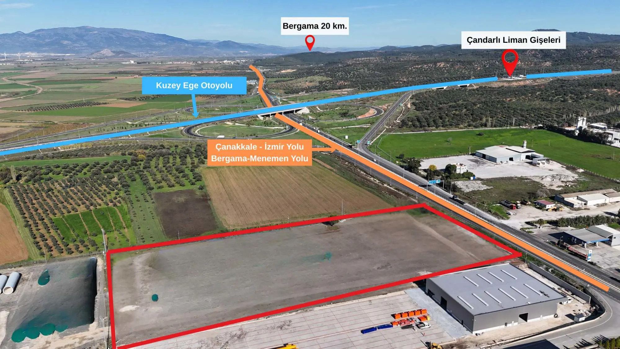 İZMIR-ÇANAKKALE YOLUNA CEPHELI 23.926 M² TICARI DEPOLAMA ARSASI